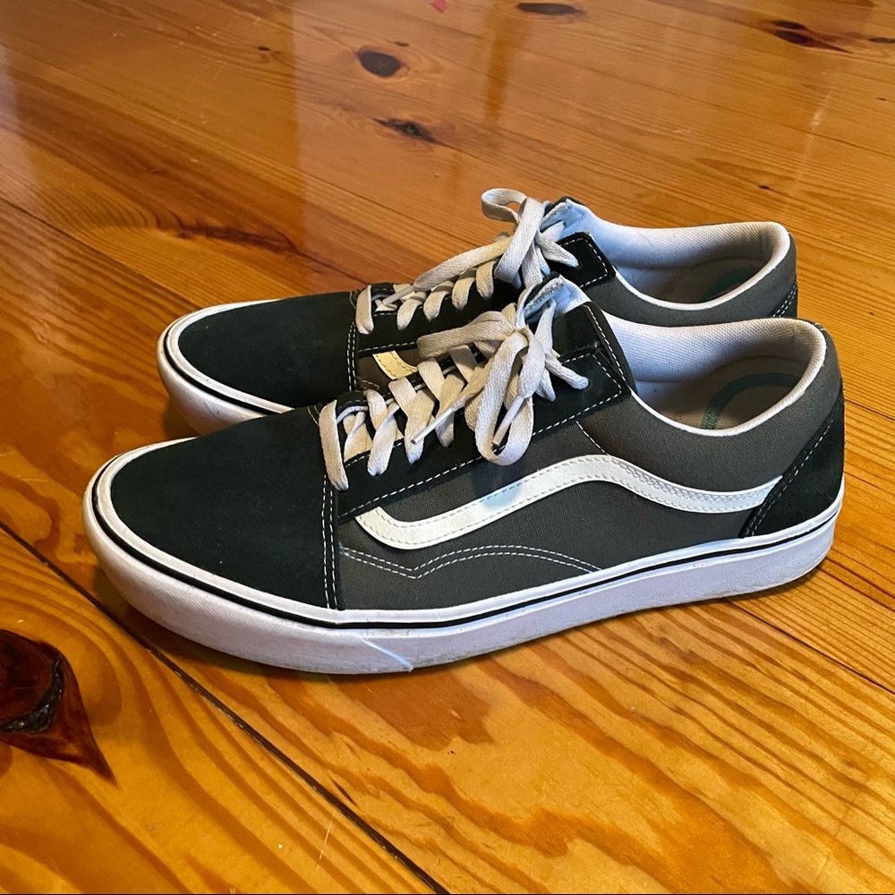 Vans Shoes: Suede Canvas ComfyCush Old Skool. Thyme/Scarab Green.